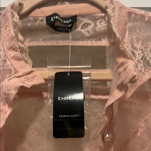 Bebe Women's Blush Lace Blouse - Picture 4 of 10